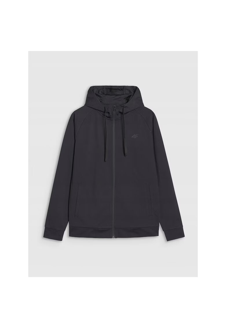 4F Hanorac sport negru - cu gluga - uscare rapida - fleece