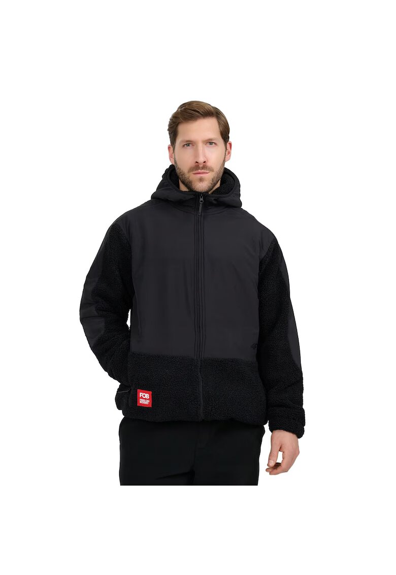 4F Hanorac sport polar sherpa - gluga - negru - material moale