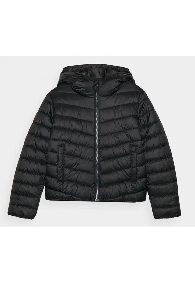 4F Jacheta baieti puf sintetic - hidrofug - neagra - poliester
