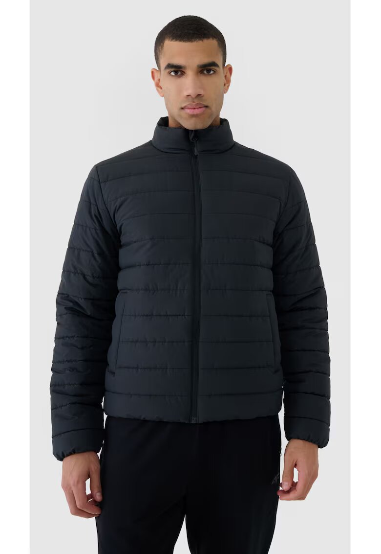4F Jacheta barbati puf sintetic - poliester - guler inalt - hidrofob - negru