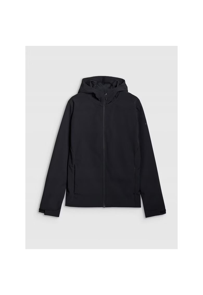 4F Jacheta softshell barbati membrana NeoDry 5000 - Poliester - rezistenta la vant - gluga - negru