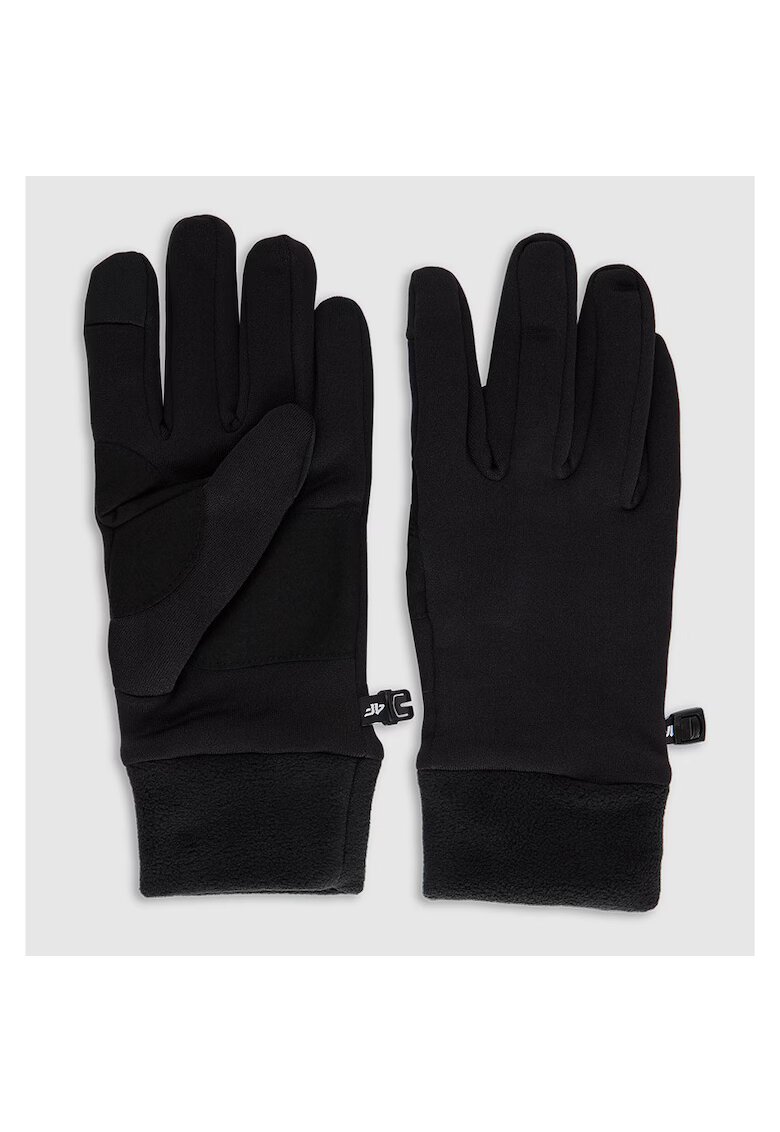 4F Manusi unisex negru - microfleece calduros - touch screen - marimi XS-XL