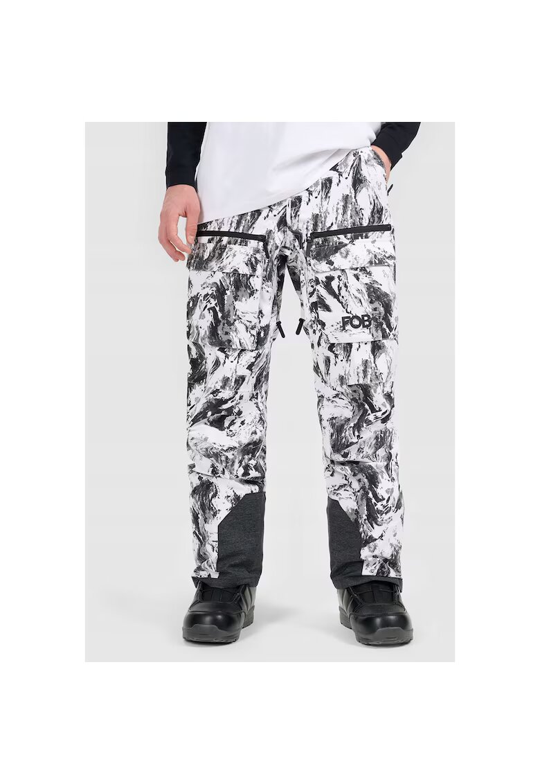 4F Pantaloni de schi barbati - poliester - alb/negru