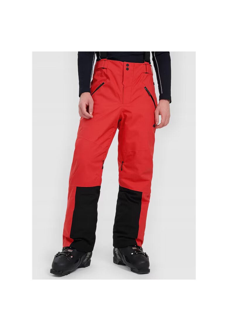 4F Pantaloni de schi barbati - poliester - negru/rosu