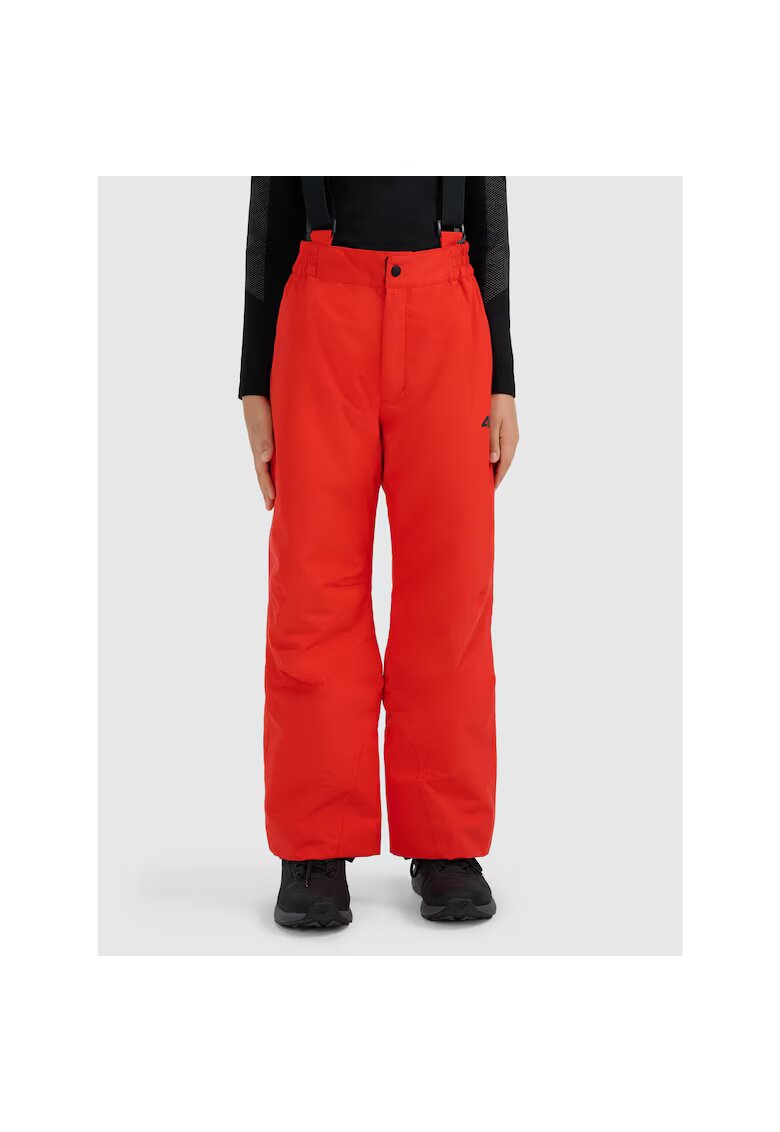 4F Pantaloni de ski pentru baieti - rosu - NeoDry 5000 - impermeabili - izolatie din poliester