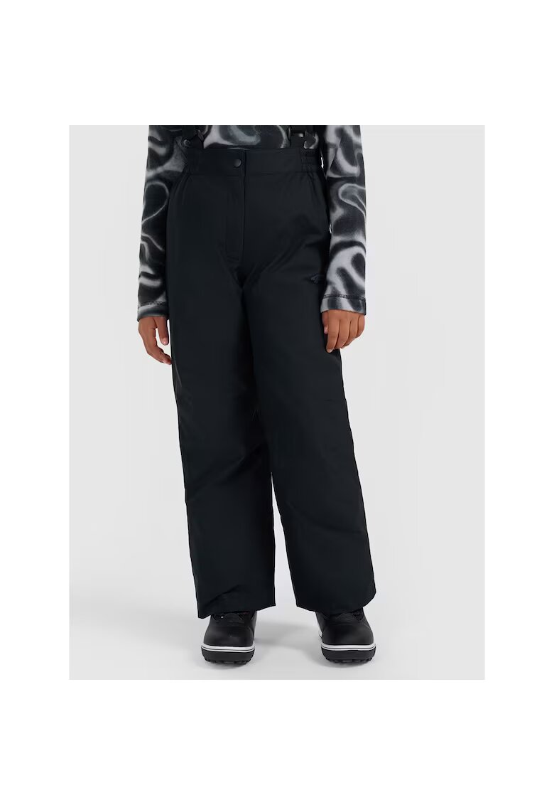 4F Pantaloni de ski pentru fete - negri - NeoDry 5000 - bretele reglabile - din poliester