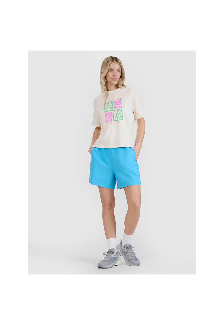 4F Pantaloni scurti casual dama - albastru - bumbac