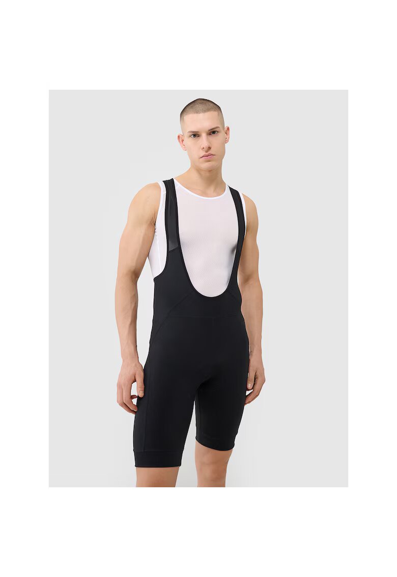 4F Pantaloni scurti ciclism gel - negru - material sintetic - cu bretele