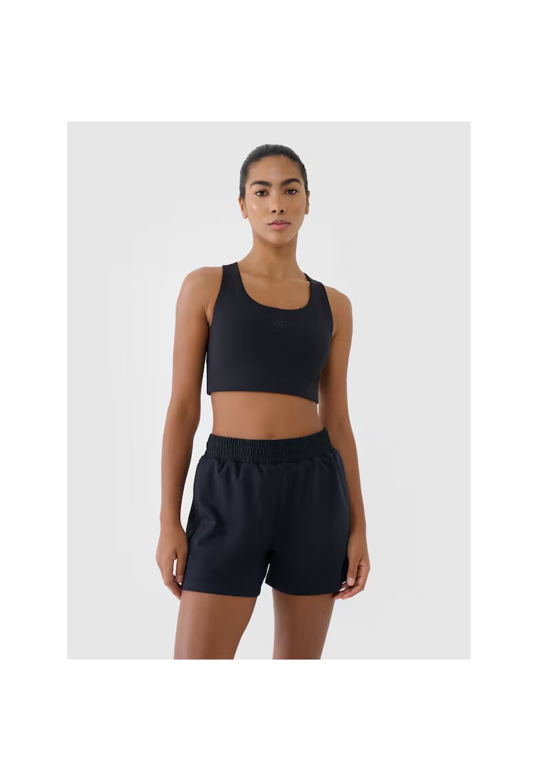 4F Pantaloni scurti de antrenament - talie inalta - uscare rapida - negru - material sintetic