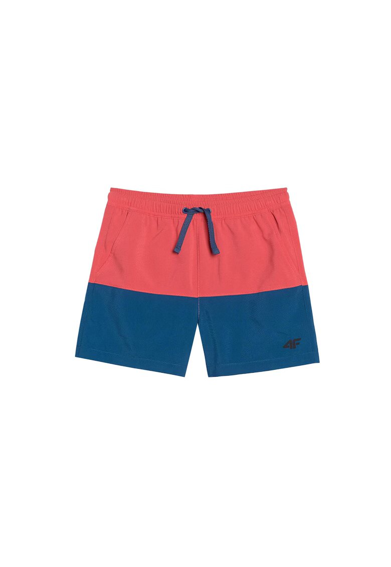 4F Pantaloni scurti de plaja baieti poliester - rosu/albastru