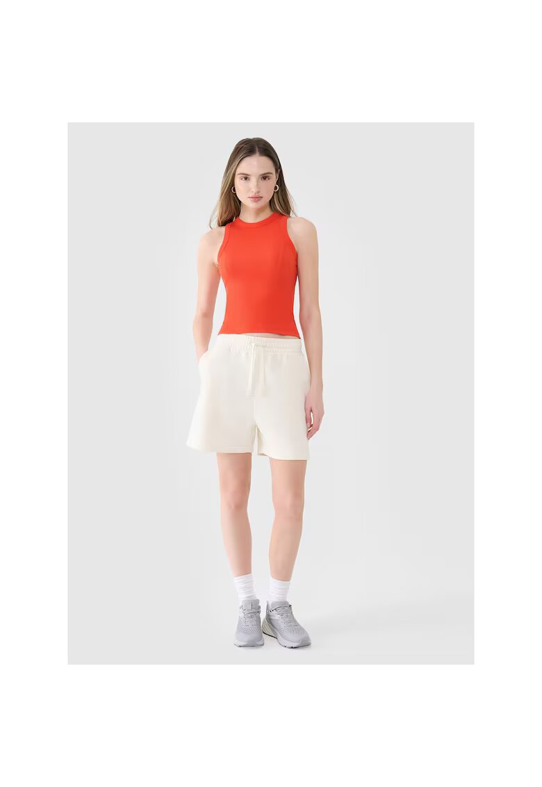 4F Pantaloni scurti de sport supradimensionati - alb - bumbac 85% - fara captuseala