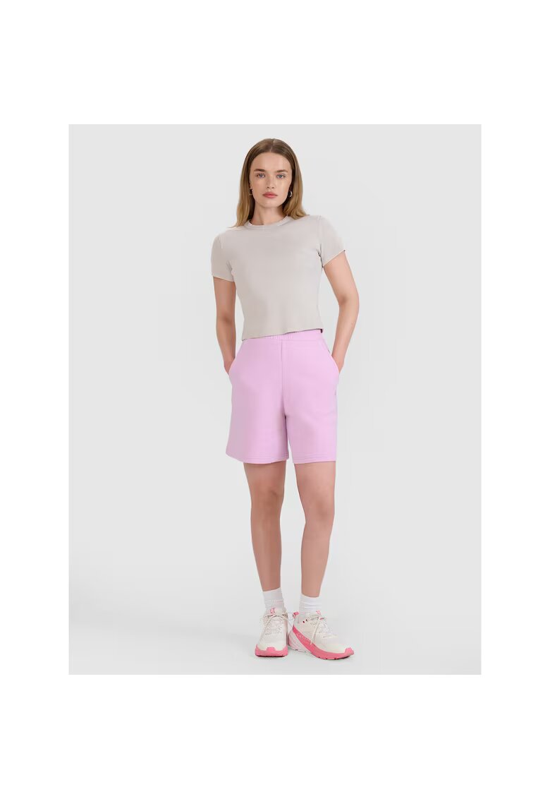 4F Pantaloni scurti de transpiratie dama - roz - 60% bumbac - 40% poliester