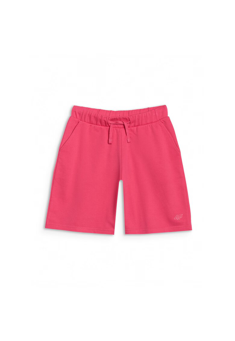 4F Pantaloni scurti pentru fete roz - oversize - din bumbac si poliester - fara captuseala