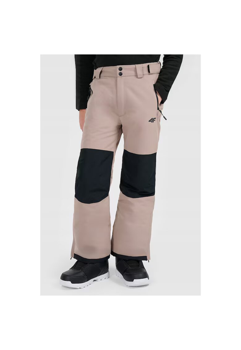 4F Pantaloni ski baieti - poliester - maro/negru -