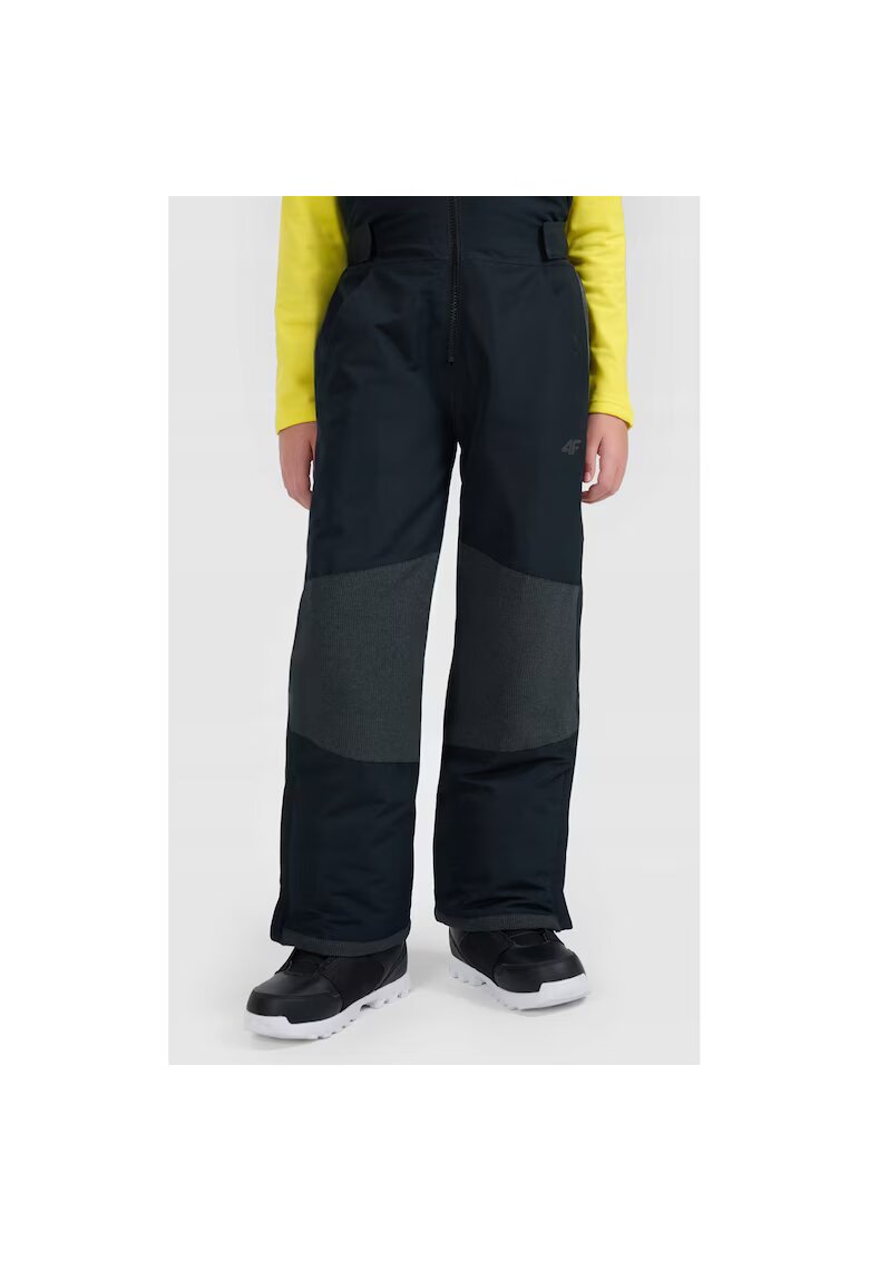 4F Pantaloni snowboard baieti - negri - NeoDry 10000/8000 - bretele reglabile
