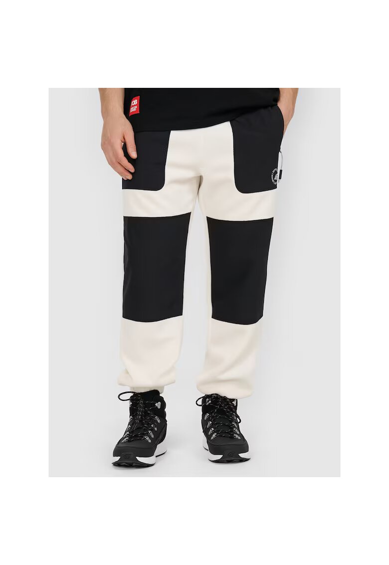 4F Pantaloni sport barbati - poliester - bej/negru