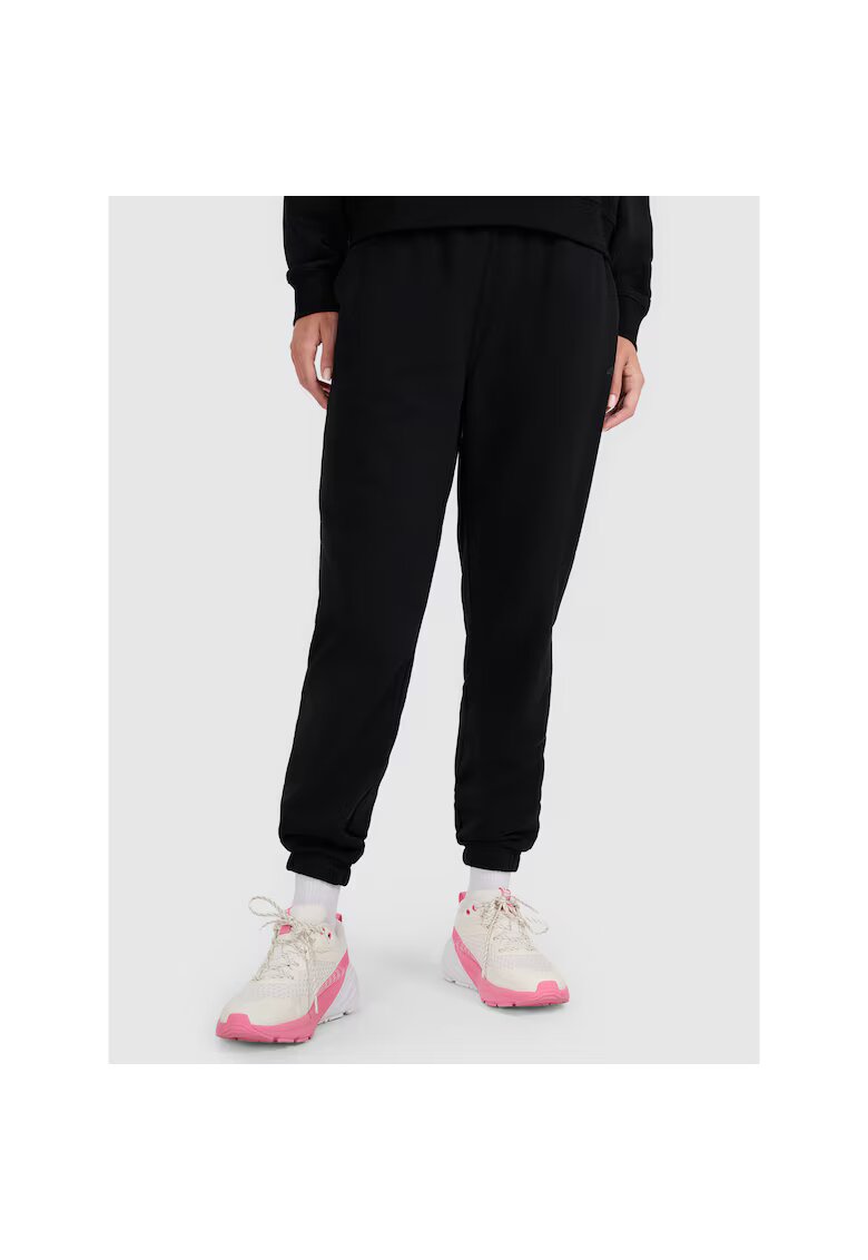 4F Pantaloni sport bumbac negru - Negru