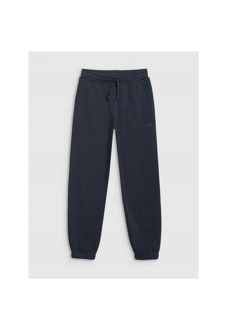 4F Pantaloni sport copii - albastru marin - stil sportiv - textil - pentru fete