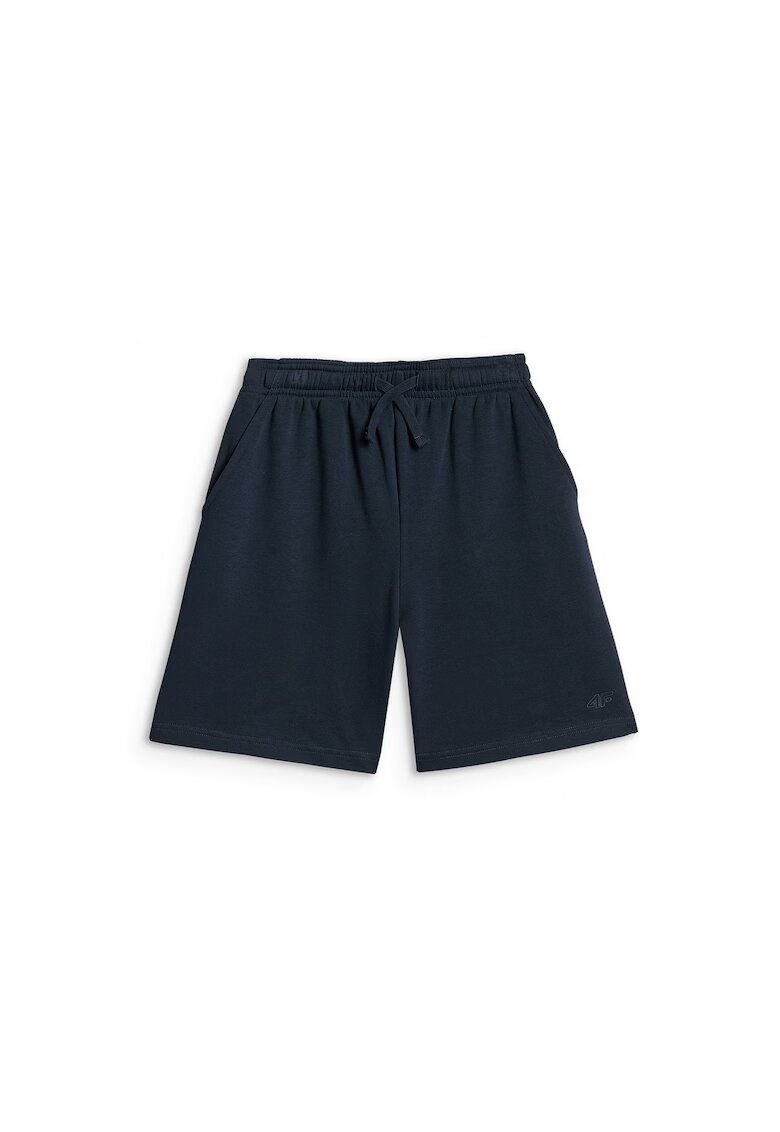 4F Pantaloni sport copii - bleumarin - croiala supradimensionata - 80% bumbac - pantaloni scurti