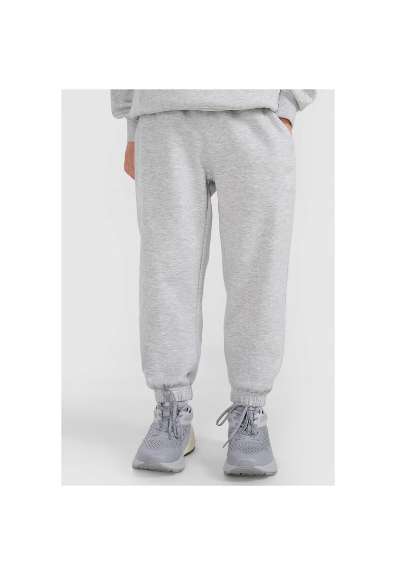 4F Pantaloni sport copii - jogger - gri - bumbac - pentru baieti