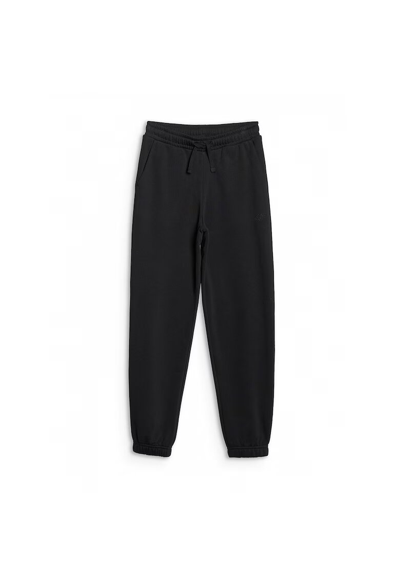 4F Pantaloni sport copii - negru - stil sportiv - textil pentru fete