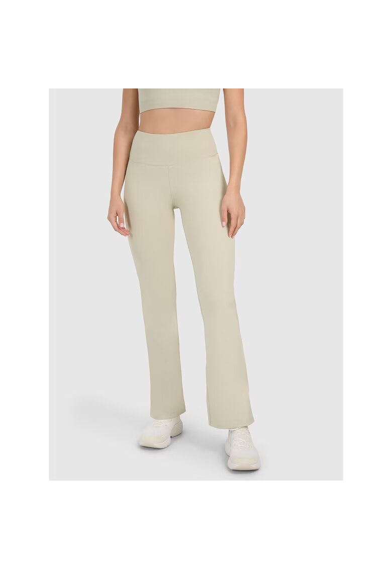 4F Pantaloni sport dama antrenament - bej - poliester