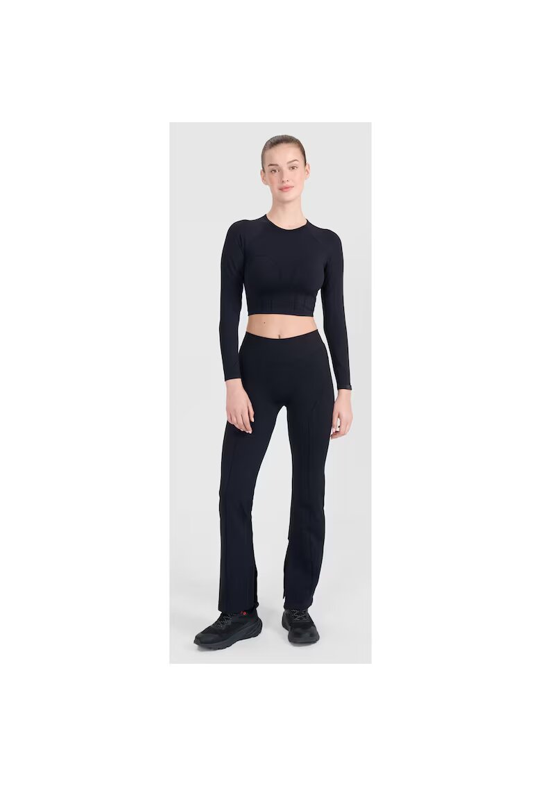 4F Pantaloni sport dama evazati - negri - fara cusaturi