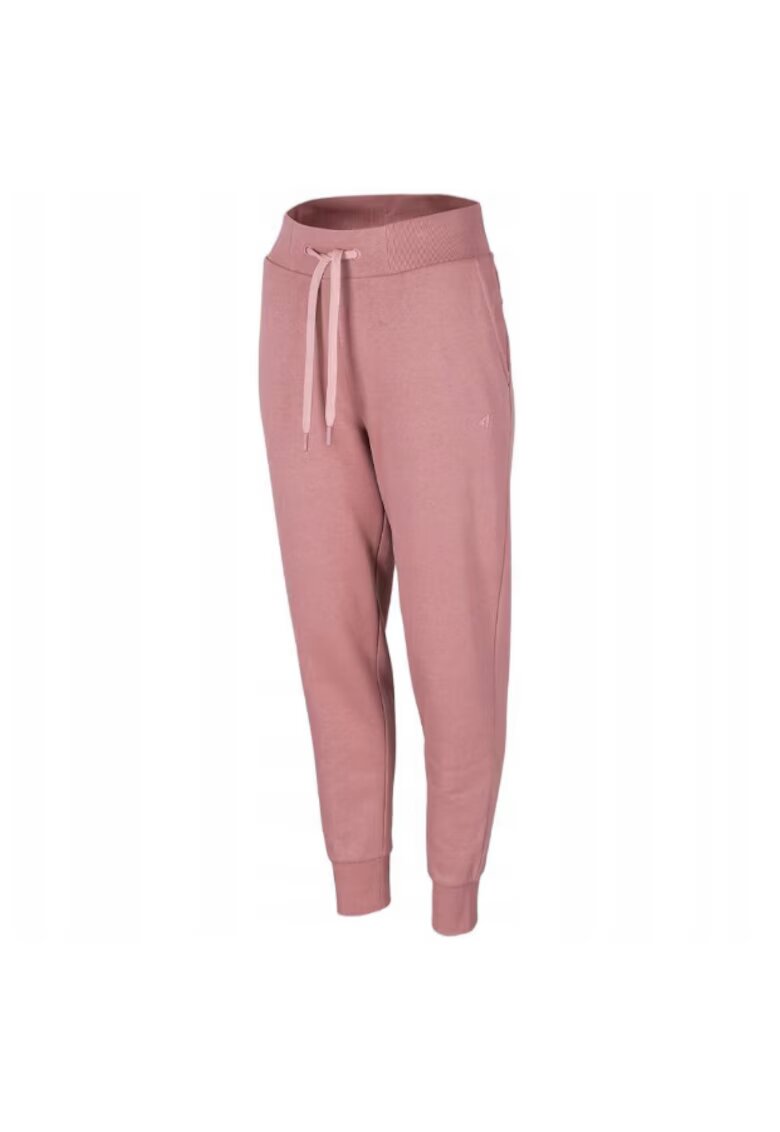 4F Pantaloni sport dama - H4Z22 SPDD351 56S - Bumbac/Poliester - Roz deschis - Roz