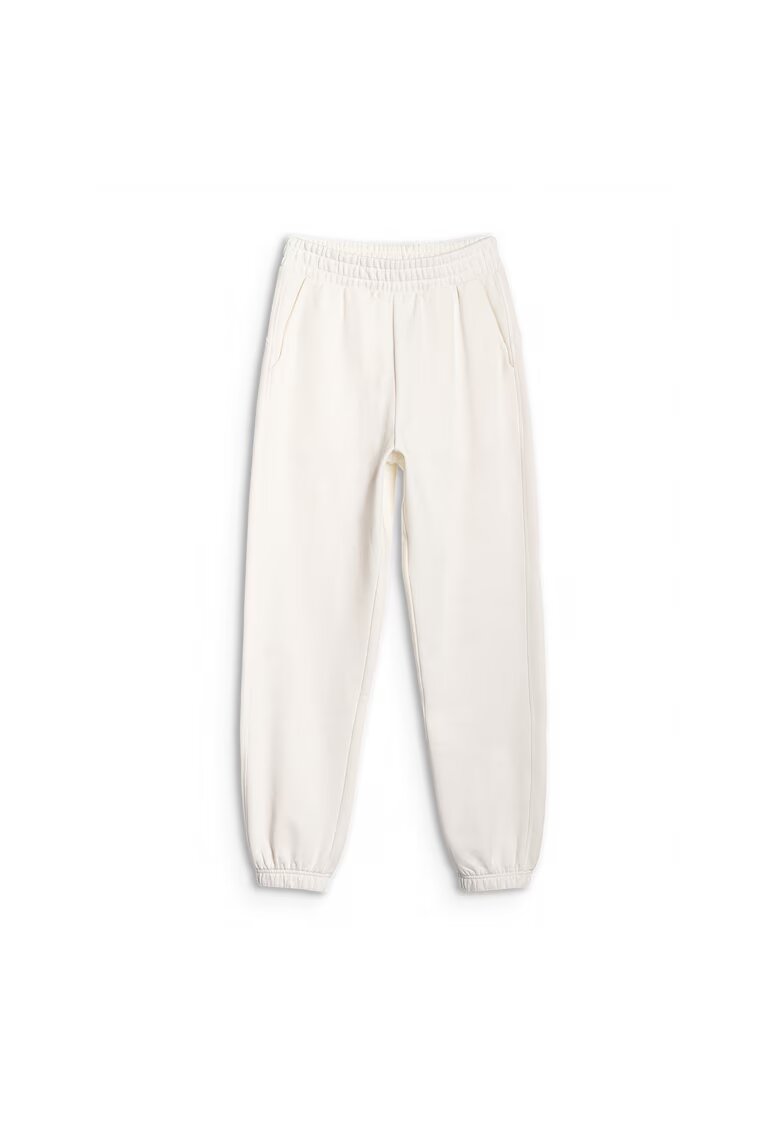 4F Pantaloni sport dama jogger - alb - bumbac 80% - primavara-vara 2025