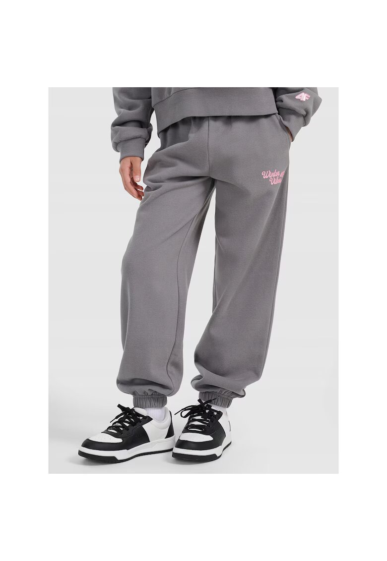 4F Pantaloni sport fete bumbac - gri