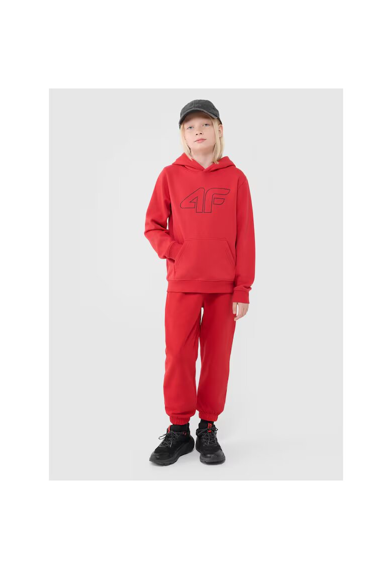 4F Pantaloni sport pentru baieti - oversize - elastici - rosu - bumbac