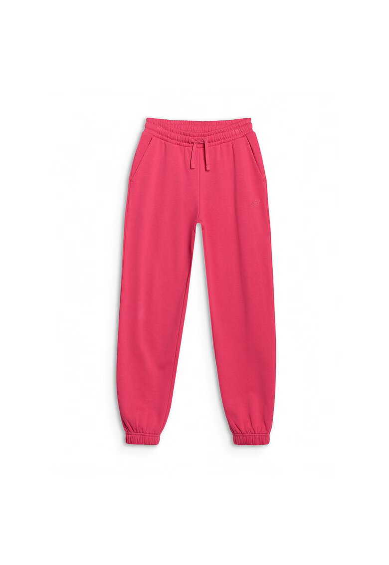 4F Pantaloni sport pentru fete - roz - croiala oversize - material bumbac