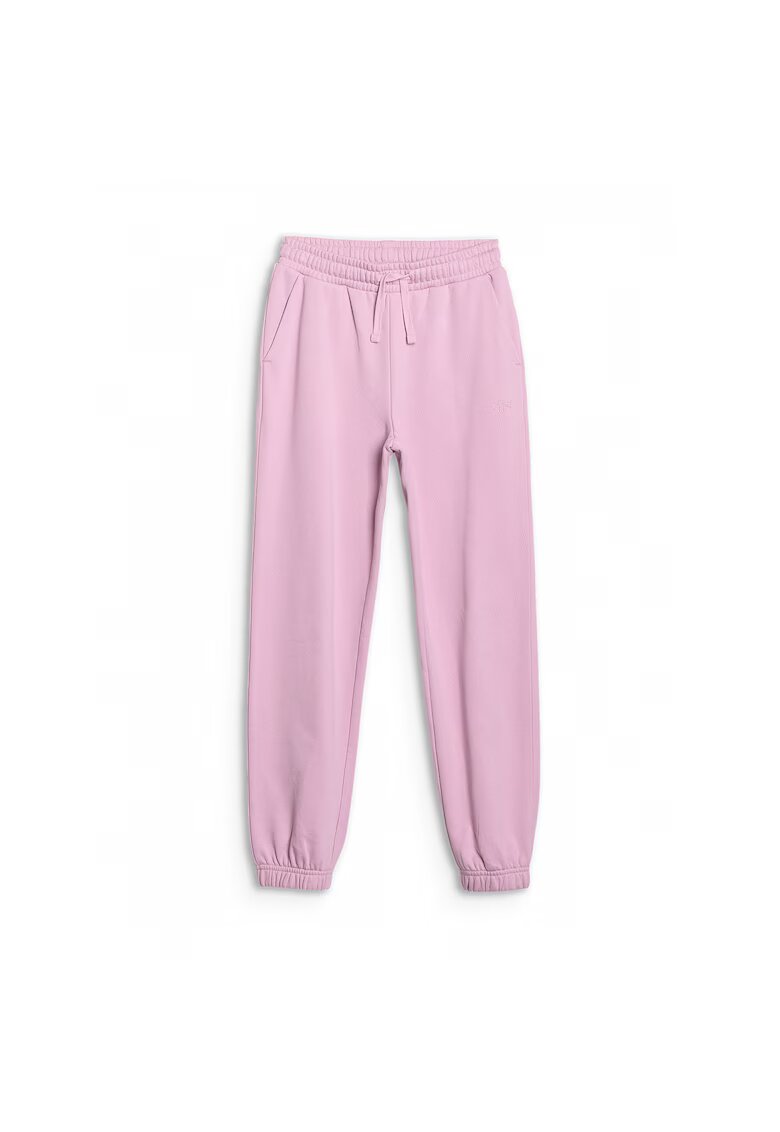 4F Pantaloni sport pentru fete - roz - oversize - 78% bumbac - fara captuseala