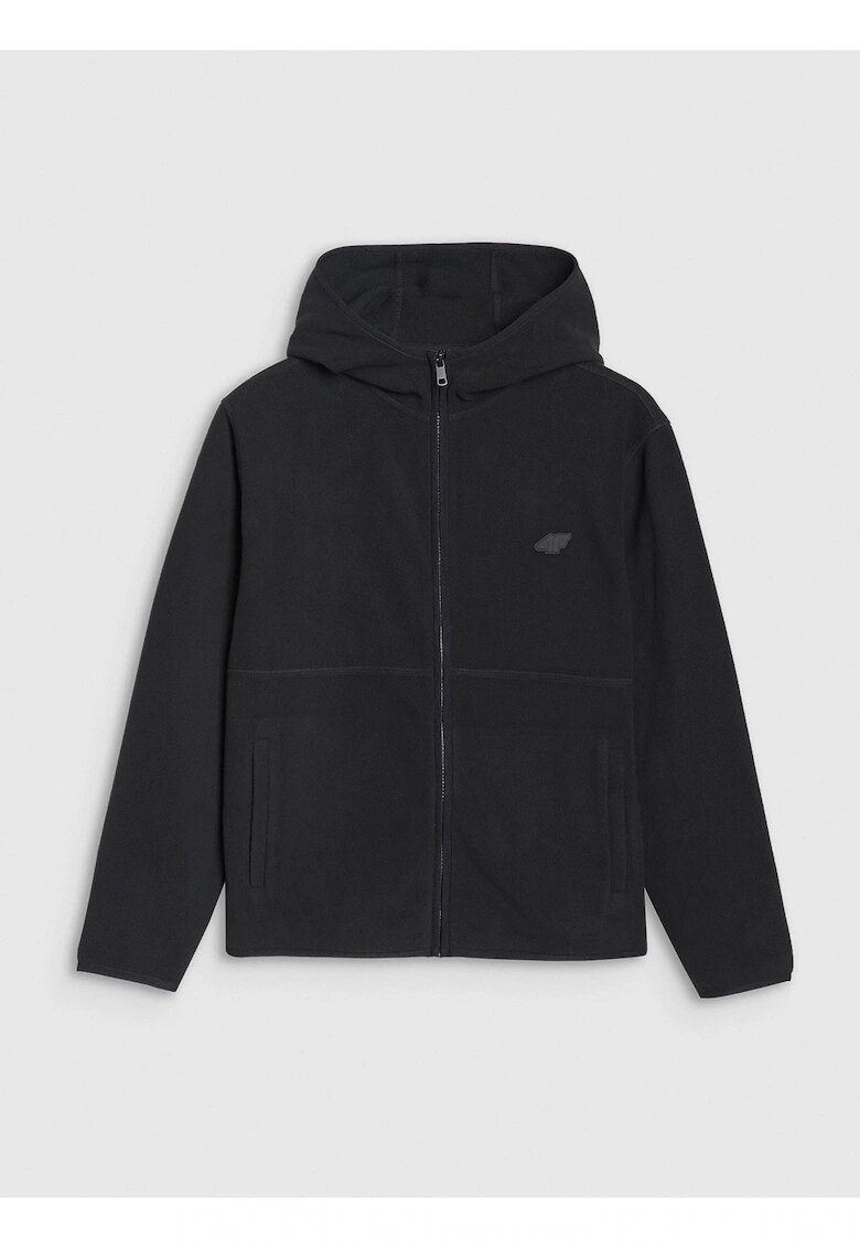 4F Polar Femei cu Gluga - Fermoar si Tehnologie Warm Negru - Microfleece Usor XS-XXL - Perfect pentru Sport si Casual