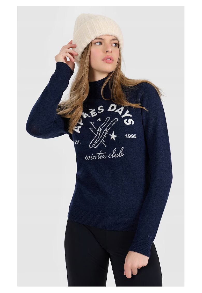 4F Pulover bleumarin - slim - lana - Bleumarin