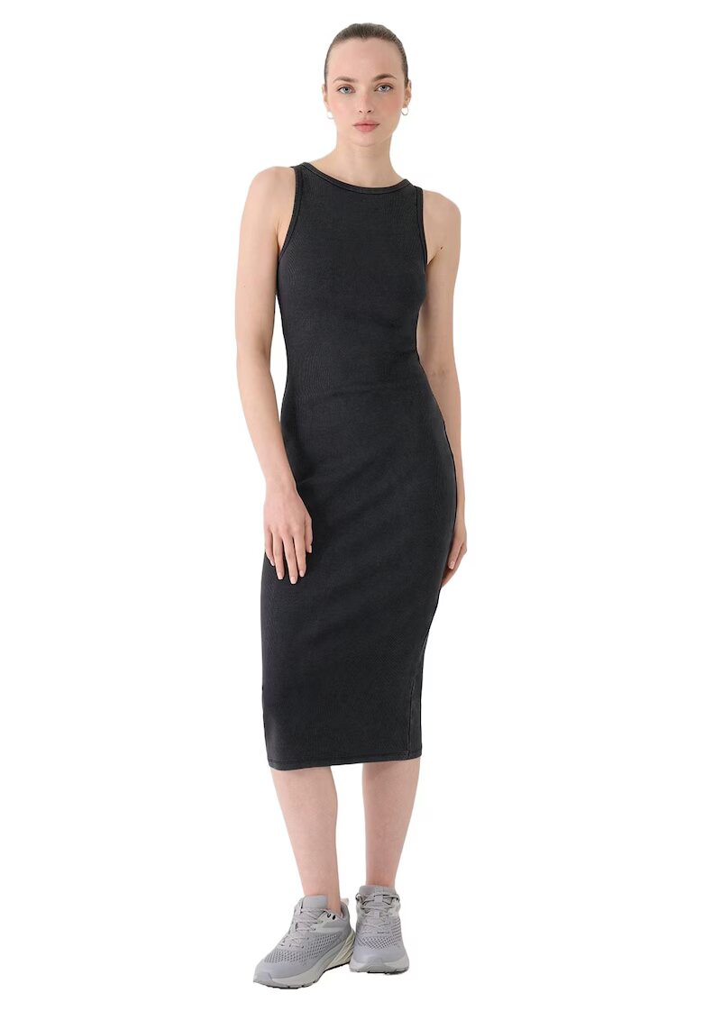 4F Rochie din tricot bumbac - negru