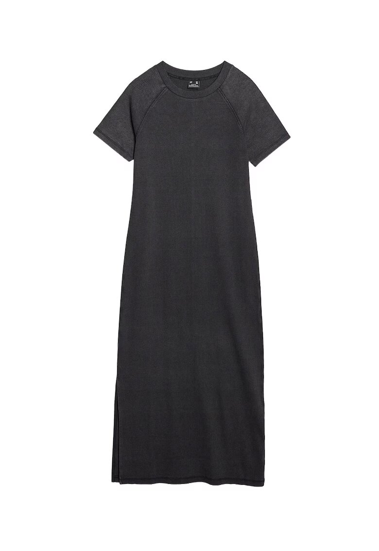 4F Rochie midi din tricot - bumbac - negru