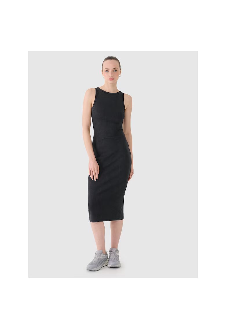 4F Rochie Sport Neagra Femei Bretele Largi - Slim Fit - Bumbac 95% - Sezon SS25 - Sportstyle