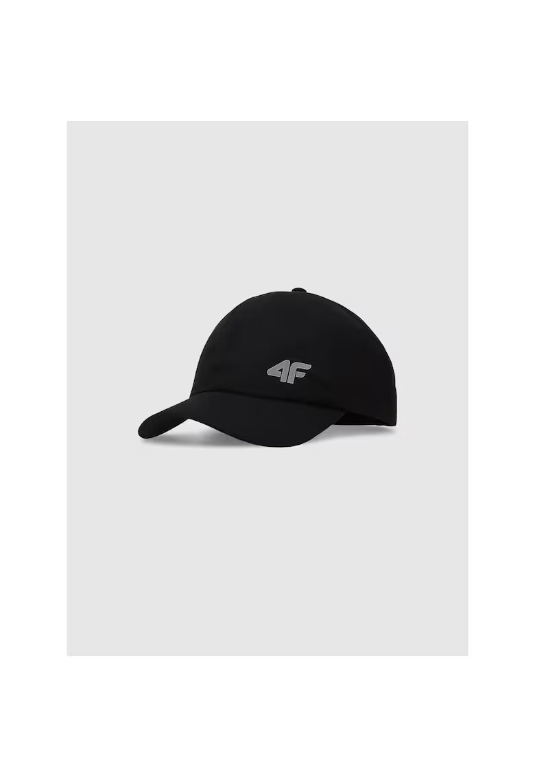 4F Sapca Baseball Unisex Negru cu Logo Reflectorizant - Material Sintetic Durabil - Ajustare Velcro - Junior