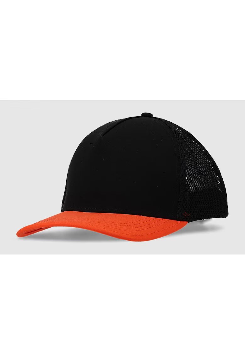 4F Sapca unisex - model trucker - sintetic - negru/portocaliu