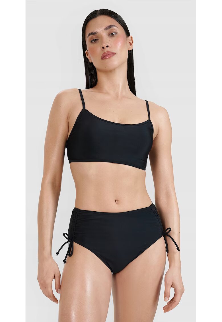 4F Slip de bikini negru - elastic - cu talie inalta - pentru femei - sintetic