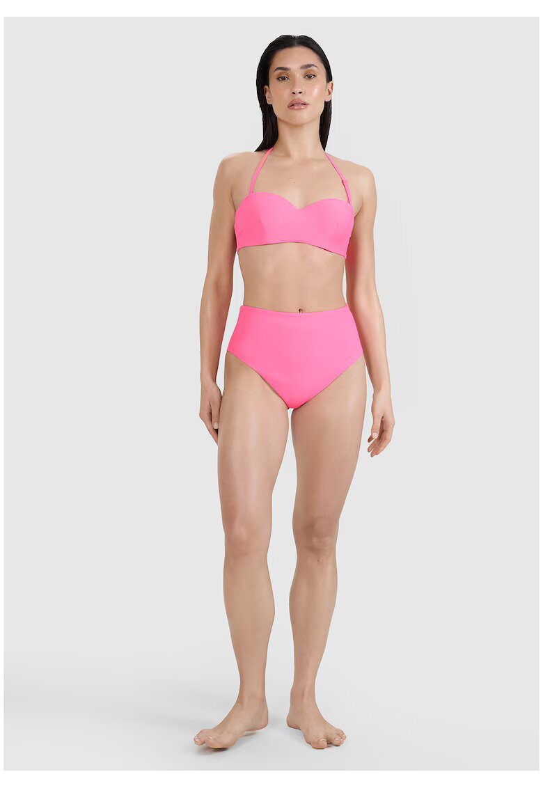 4F Slip de bikini pentru femei roz - talie inalta - material sintetic