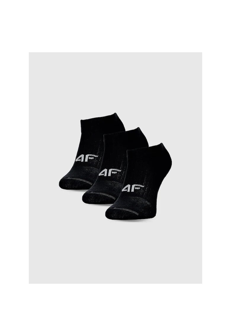 4F Sosete casual pentru baieti - set de 3 - negre - bumbac - croiala pana la glezna
