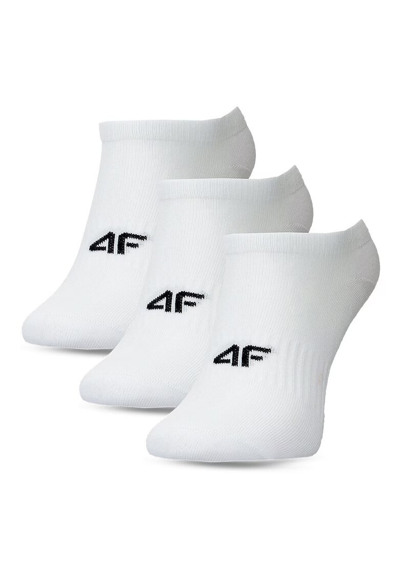 4F Sosete Dama Talpici No-Show - Set 3 Perechi - Confortabile - Bumbac 70% - Alb - Marimi 35-42 - Sportstyle Casual