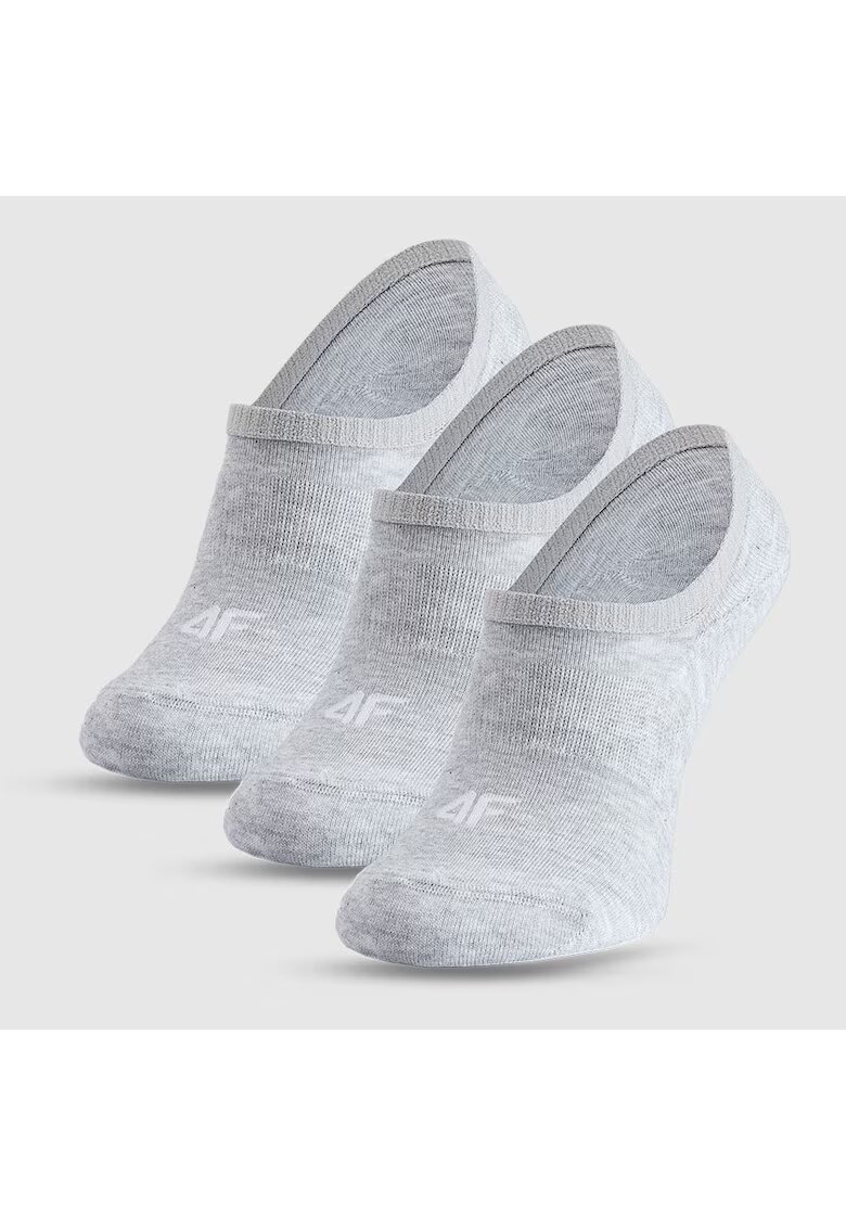 4F Sosete No-Show Barbati (3 perechi) - Marime 43-46 - Bumbac Gri - Sportstyle - Confort si Durabilitate
