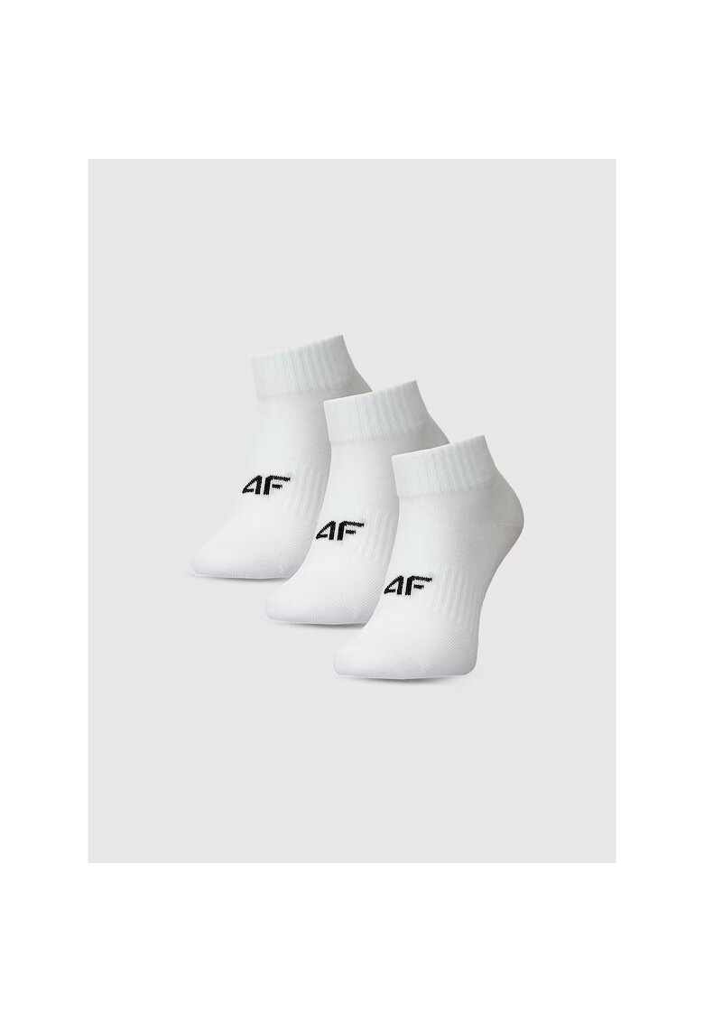 4F Sosete pentru fete - set de 3 - lungi pana la glezna - bumbac - alb
