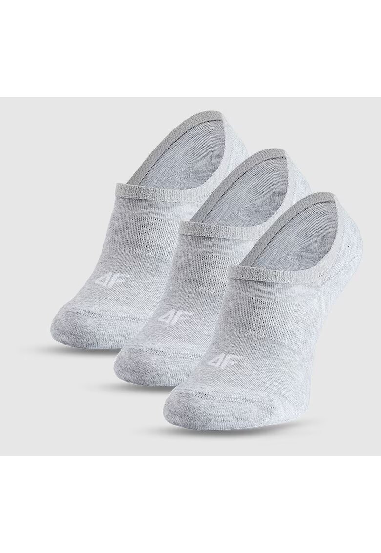 4F Sosete Talpici Barbati Sportstyle - 3 Perechi - No-Show - Gri Deschis - Marimi 39 - Confort si Durabilitate - 66% Bumbac