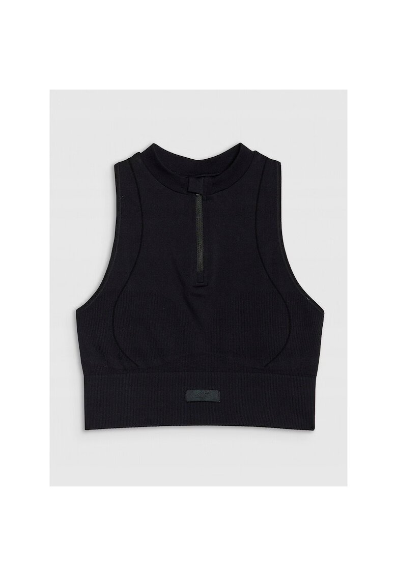 4F Top sport dama - Sintetic - Slim fit - Negru