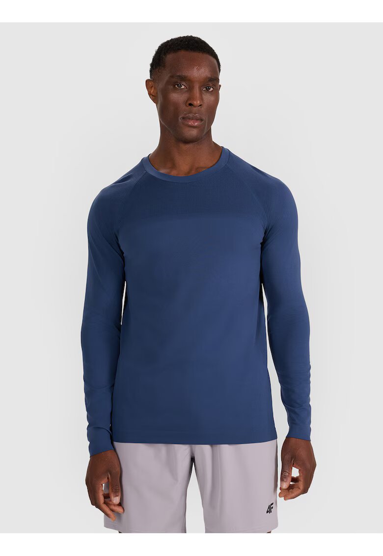 4F Tricou Antrenament Barbati Maneci Lungi - Tehnologie Dry - Poliamida - Croiala Regular - Culoare Denim - Marime S/M