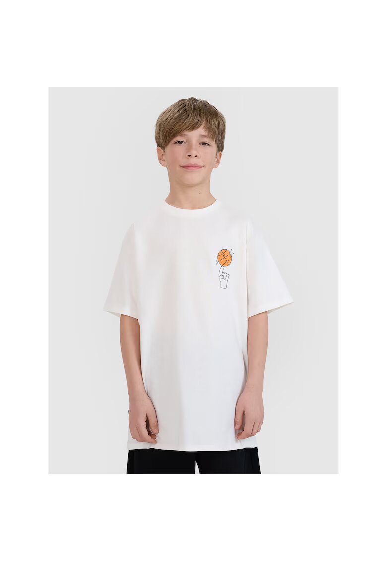 4F Tricou baieti JRSS25TTSHM2639-11S - - Bumbac - Alb